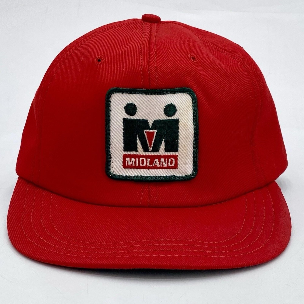 Vintage Snapback Hat Midland Trucker Patch Gas Oil‎ Fuel USA Made